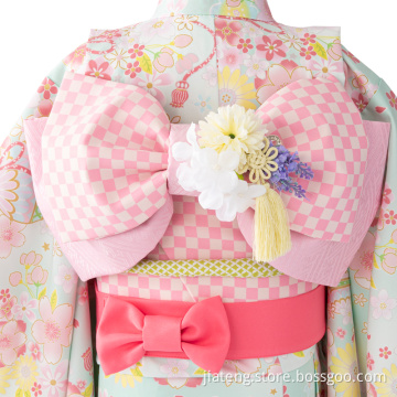 Pink Color Check Pattern Japanese Girl Tie